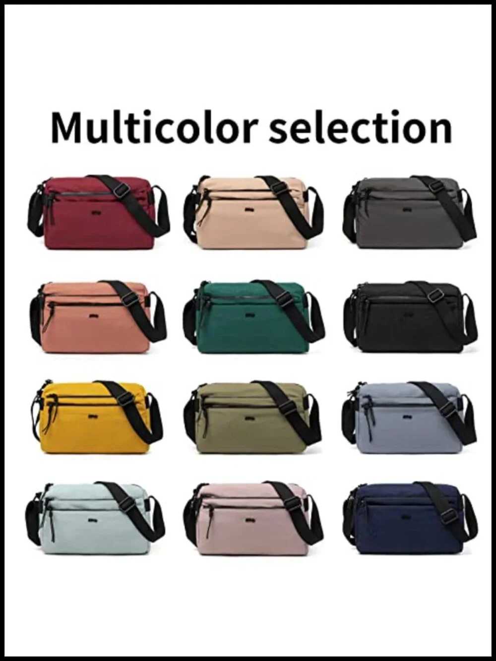 Nylon Waterproof Lightweight Casual Crossbody Hobo Bag with Zipper Pockets